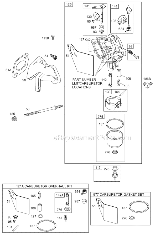 Page B Diagram and Parts List for 19K400SERIES 0110-0115 Briggs and Stratton Engine